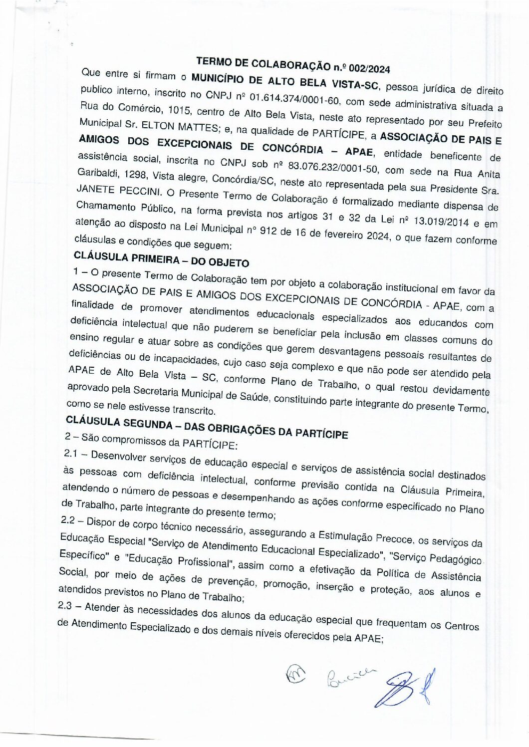 Termo de Colaboracaon° 002 2024